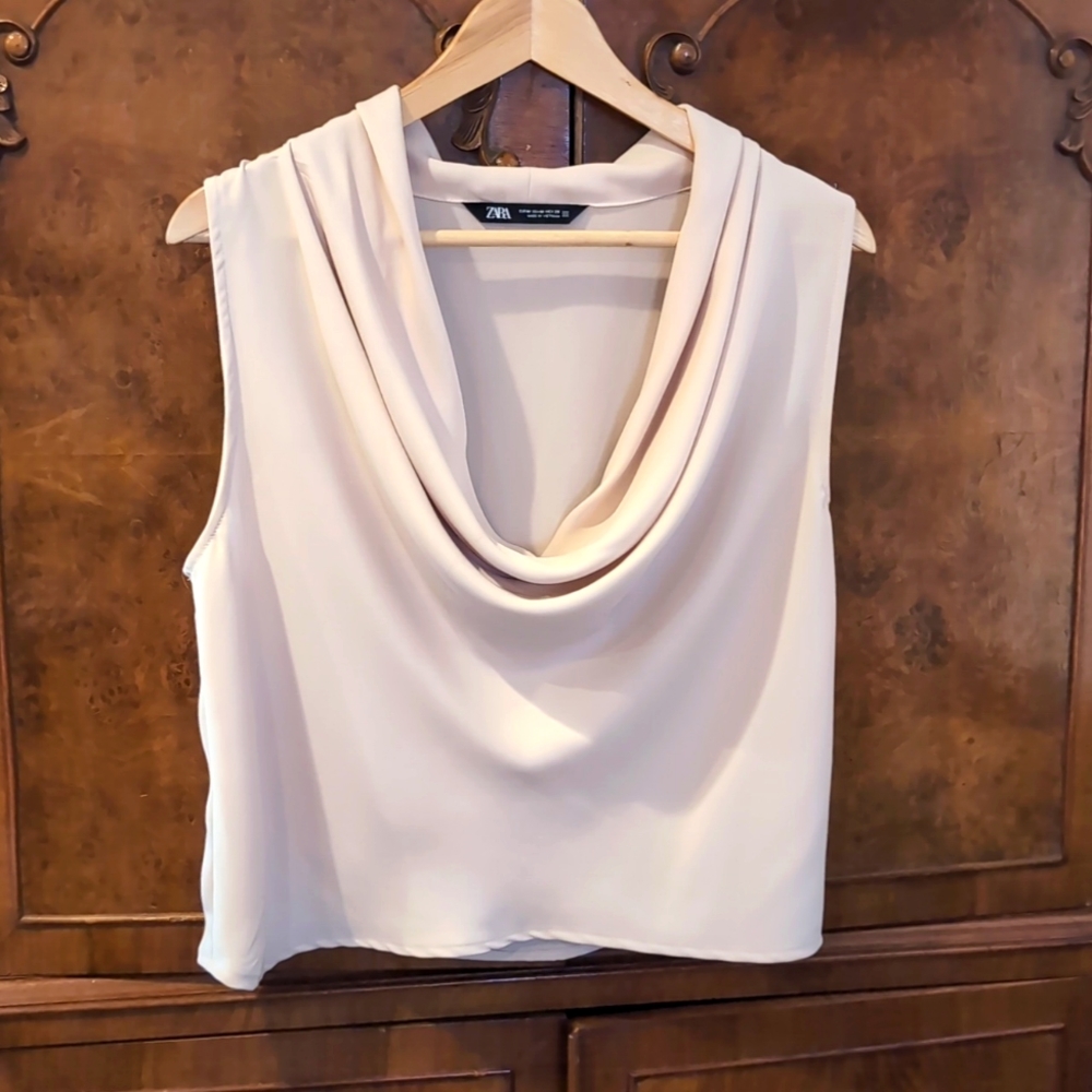 Zara sleeveless cowl neck blouse